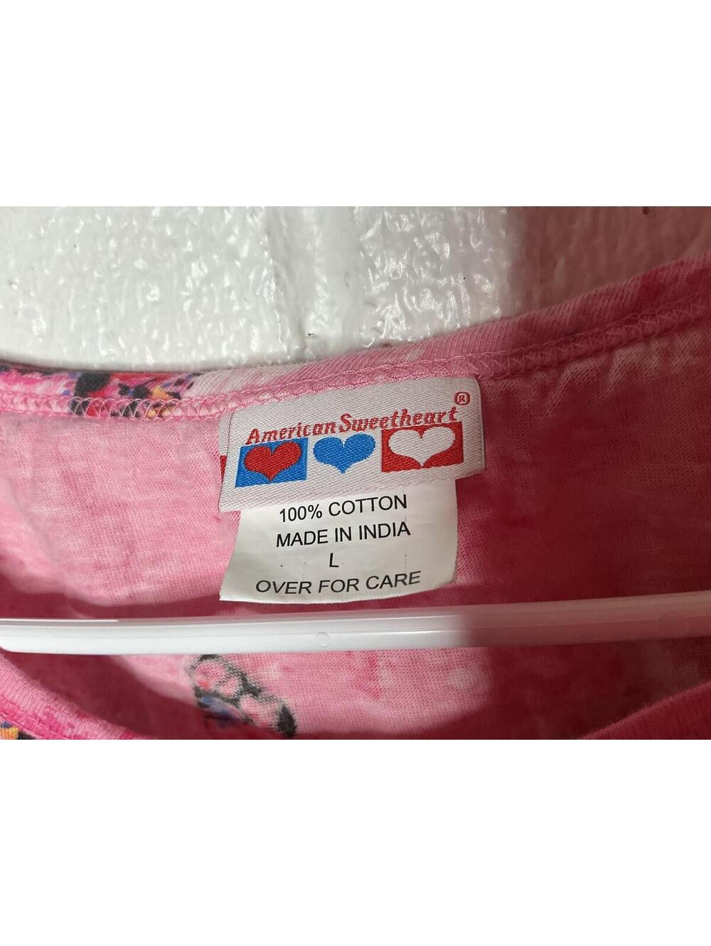 < Vintage American Sweetheart Pink Allover Butterfly Print Top > - Picture 2 of 4